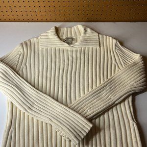 Banana Republic Cream Organic Ribbed 100% Knit Cotton XL